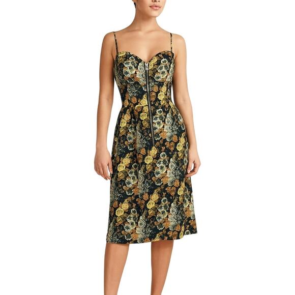 Vena Cava Y2k Vintage Sweetheart Neutral Floral Midi Dress Silk Small - Picture 1 of 5